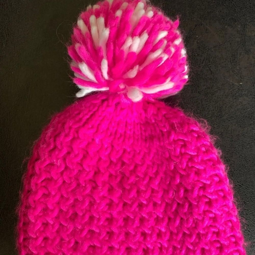 GIRLS KNIT STRIPED WINTER CAP HAT BY GERTEX PINK